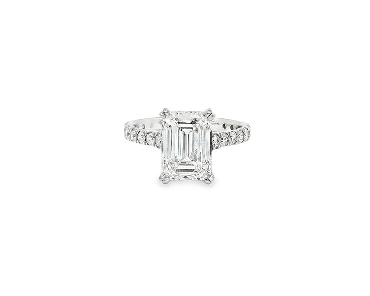 14k Emerald Cut Diamond Cluster Band Engagement Ring 3.75 CT