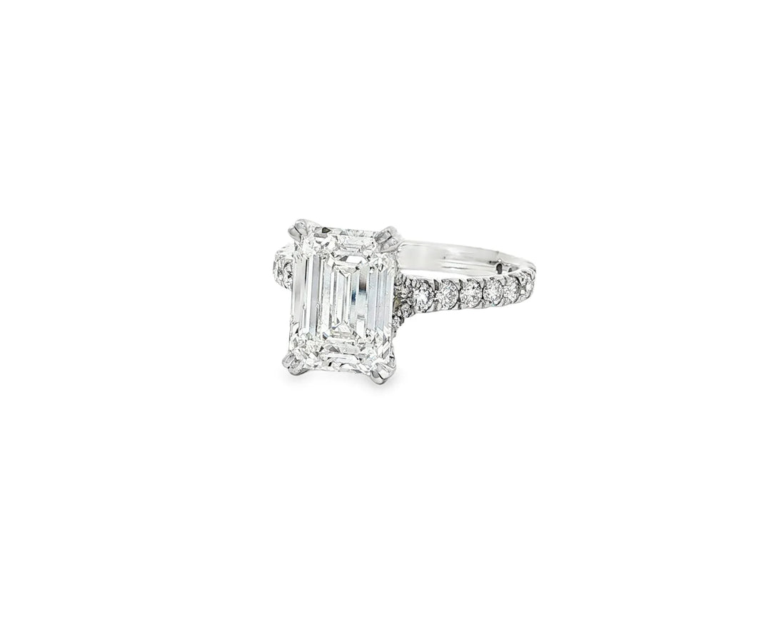 14k Emerald Cut Diamond Cluster Band Engagement Ring 3.75 CT