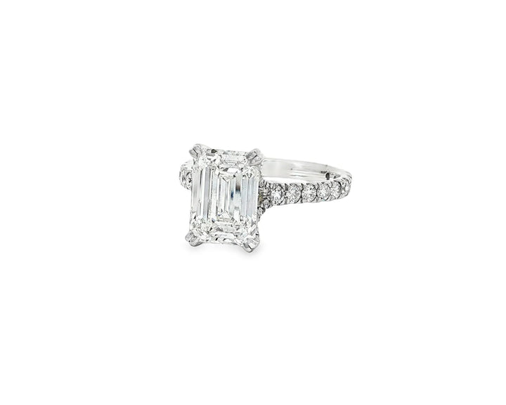 14k Emerald Cut Diamond Cluster Band Engagement Ring 3.75 CT