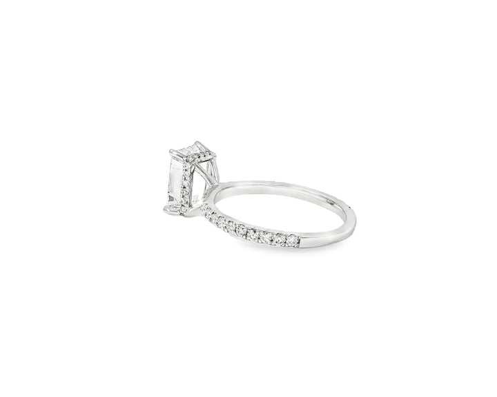 14k Emerald Cut Prestige Sleek Micropavé Engagement Ring 2.50 CT