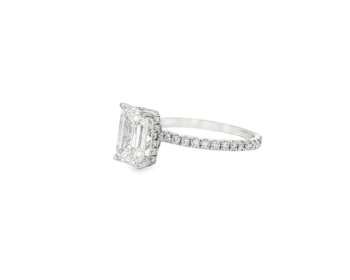 14k Emerald Cut Prestige Sleek Micropavé Engagement Ring 2.50 CT