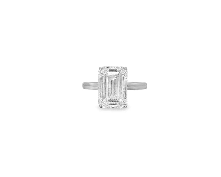 14k Gold Diamond Solitaire Ring with Emerald-Cut Center 5.08ct
