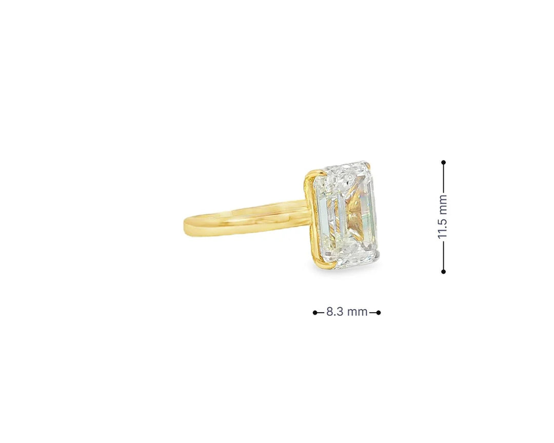 14k Gold Diamond Solitaire Ring with Emerald-Cut Center 5.08ct