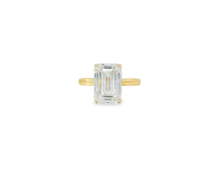 14k Gold Diamond Solitaire Ring with Emerald-Cut Center 5.08ct