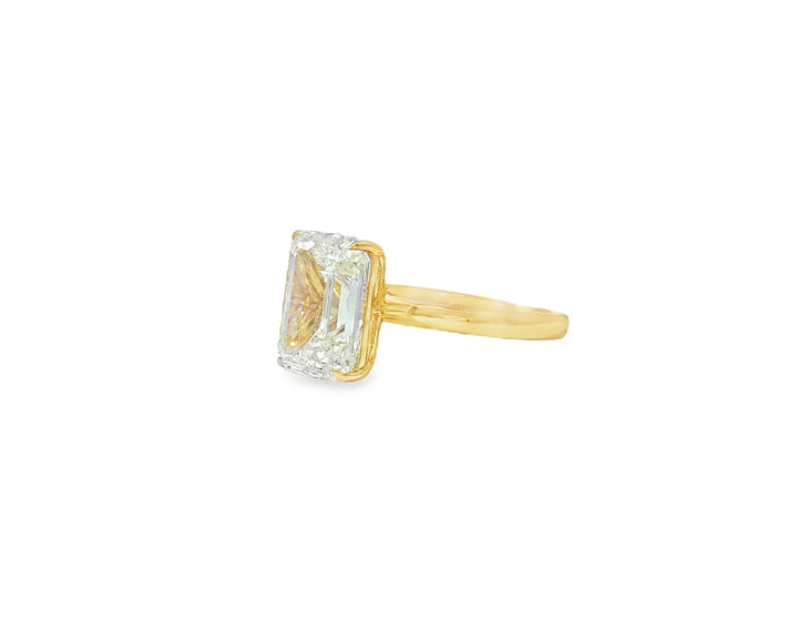 14k Gold Diamond Solitaire Ring with Emerald-Cut Center 5.08ct
