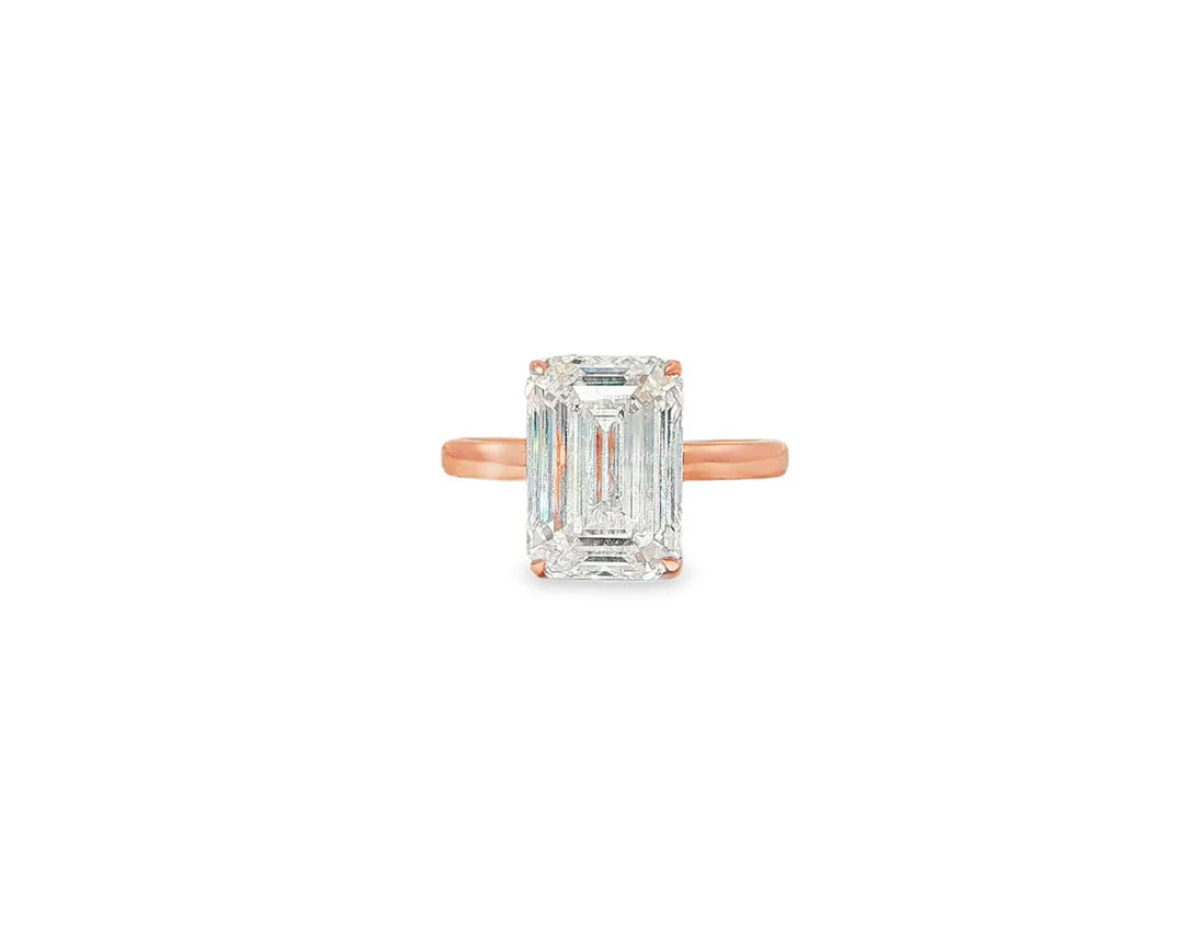 14k Gold Diamond Solitaire Ring with Emerald-Cut Center 5.08ct