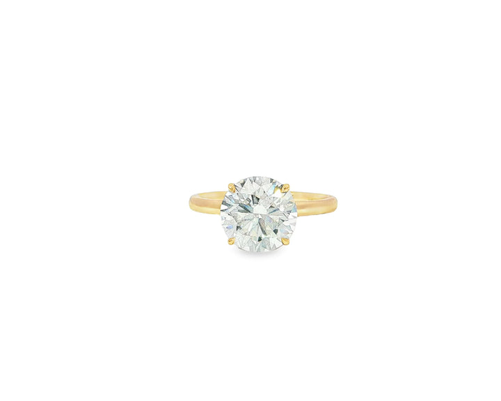 14k Gold Diamond Solitaire Ring with Round-Cut Center 3.09ct