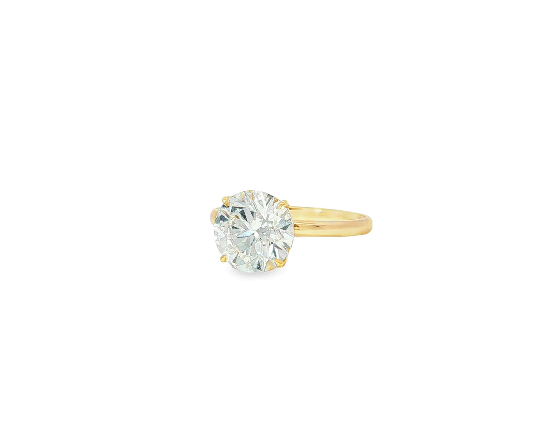14k Gold Diamond Solitaire Ring with Round-Cut Center 3.09ct