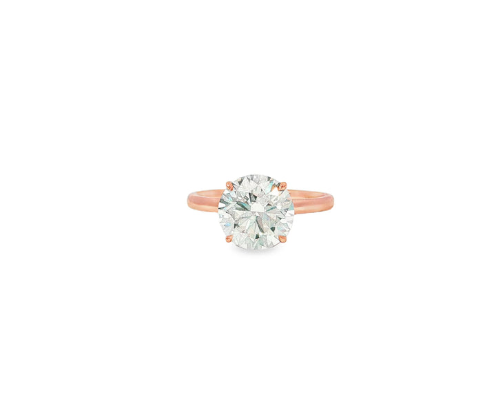 14k Gold Diamond Solitaire Ring with Round-Cut Center 3.09ct