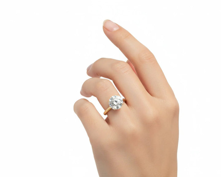 14k Gold Diamond Solitaire Ring with Round-Cut Center 3.09ct