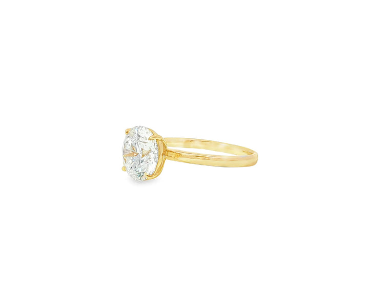 14k Gold Diamond Solitaire Ring with Round-Cut Center 3.09ct