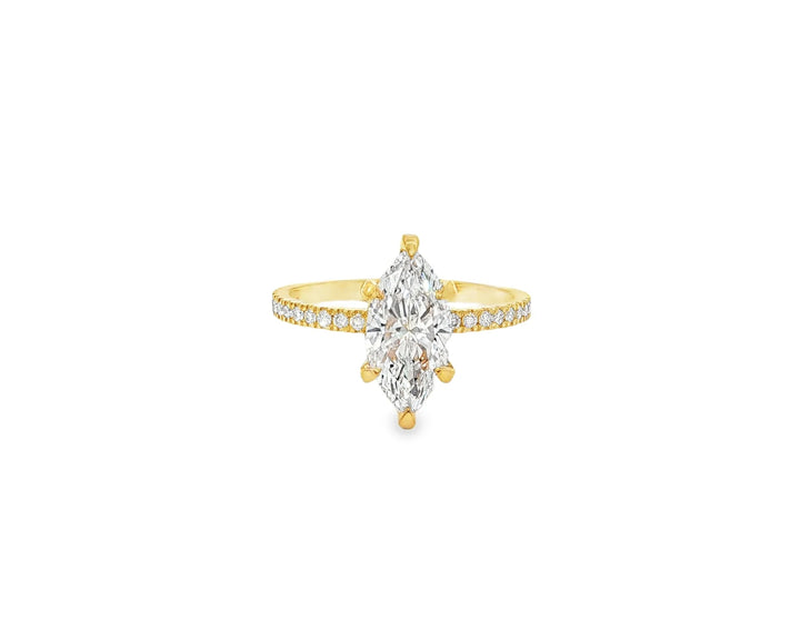 14k Marquise Cut Petite Micropavé Diamond Engagement Ring 1.76 CT
