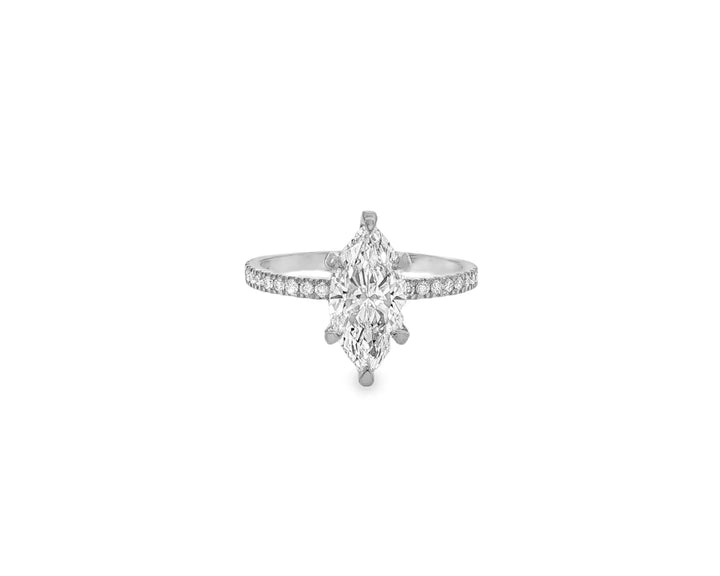 14k Marquise Cut Petite Micropavé Diamond Engagement Ring 1.76 CT