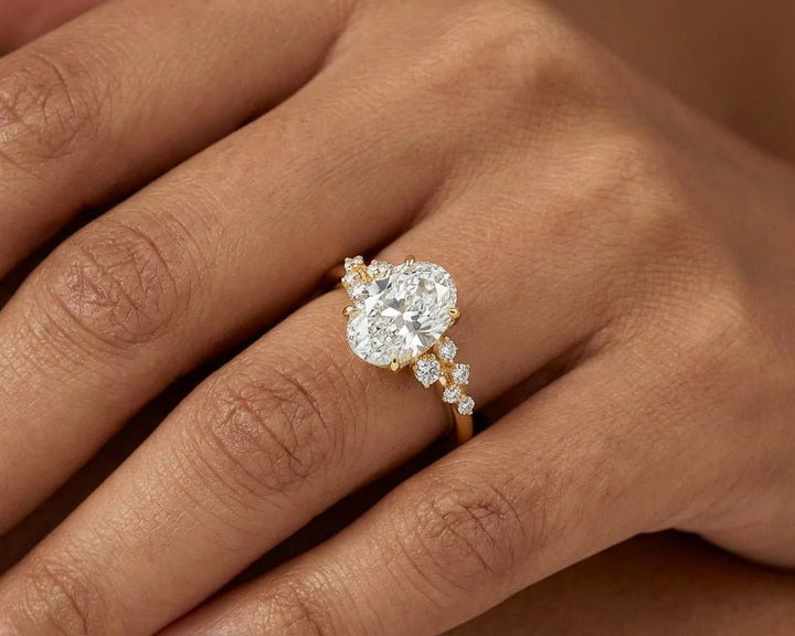 14k Oval-Cut Cascading Diamond Accent Engagement Ring 2.28 CT