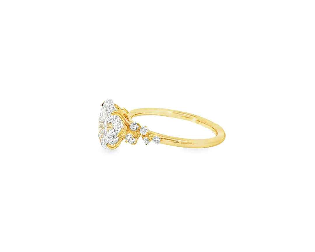 14k Oval-Cut Cascading Diamond Accent Engagement Ring 2.28 CT