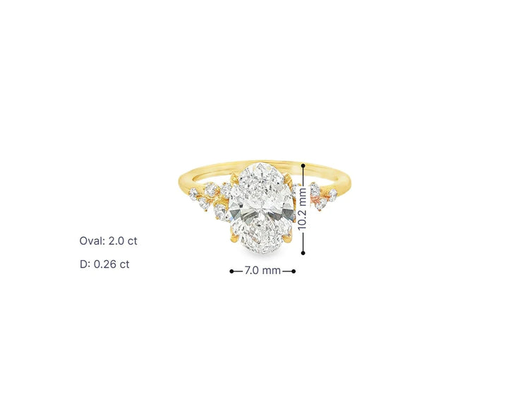 14k Oval-Cut Cascading Diamond Accent Engagement Ring 2.28 CT