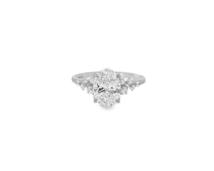 14k Oval-Cut Cascading Diamond Accent Engagement Ring 2.28 CT