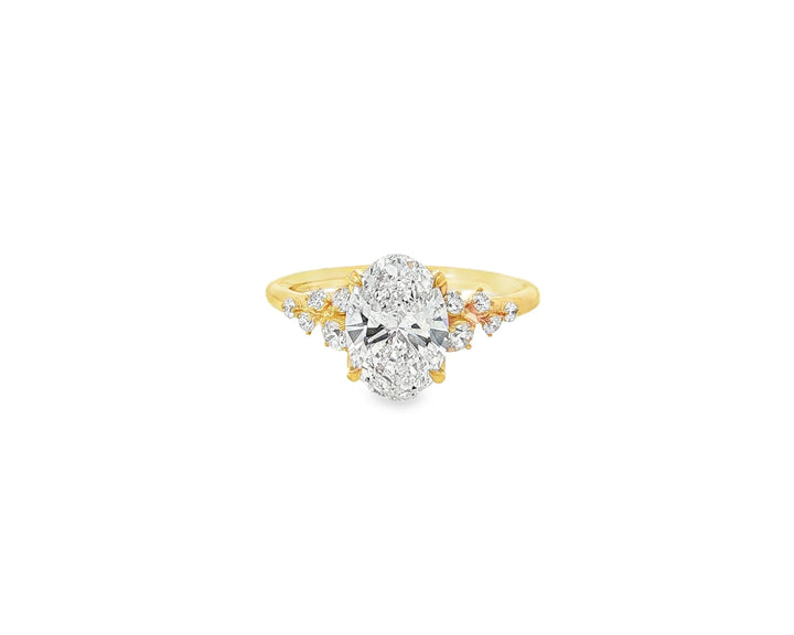 14k Oval-Cut Cascading Diamond Accent Engagement Ring 2.28 CT