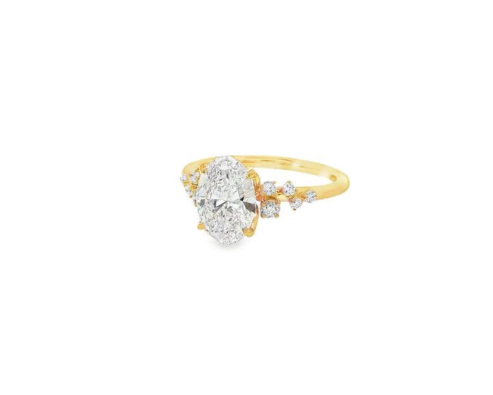 14k Oval-Cut Cascading Diamond Accent Engagement Ring 2.28 CT