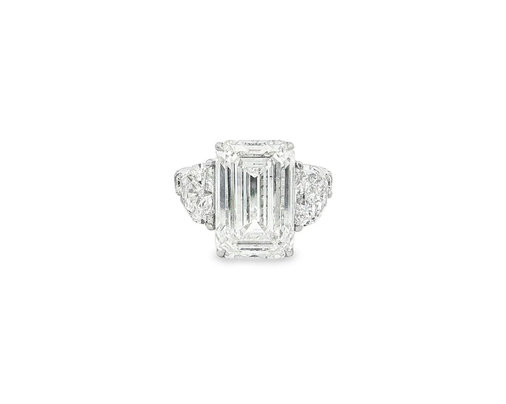 14k Emerald Cut Three Stone Engagement Ring - VS1 with 10.70ct