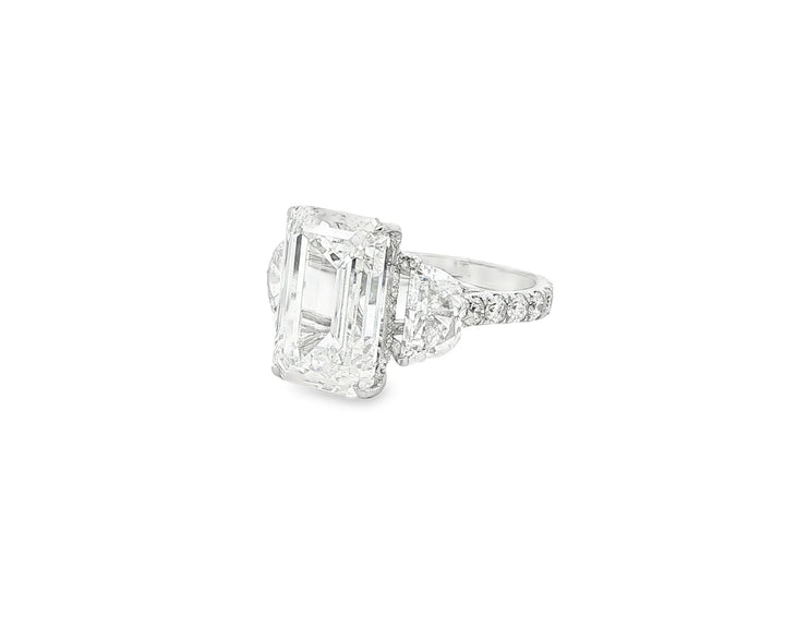 14k Emerald Cut Three Stone Engagement Ring - VS1 with 10.70ct