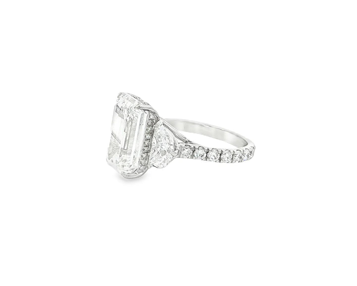 14k Emerald Cut Three Stone Engagement Ring - VS1 with 10.70ct