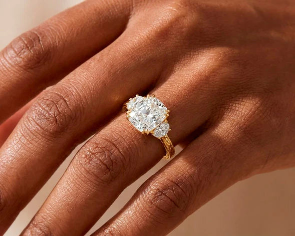 14k Gold Diamond Emerald-Cut Halo Ring with & Accent Diamonds 3.10 CT