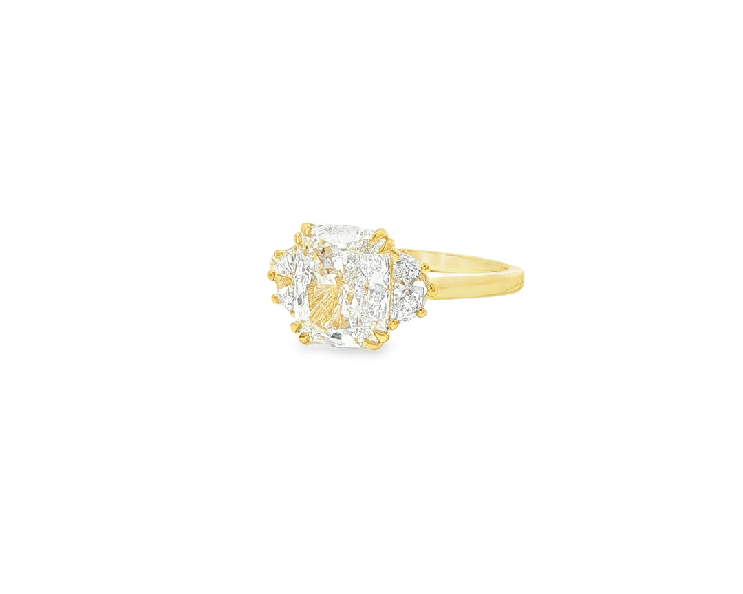 14k Gold Diamond Emerald-Cut Halo Ring with & Accent Diamonds 3.10 CT