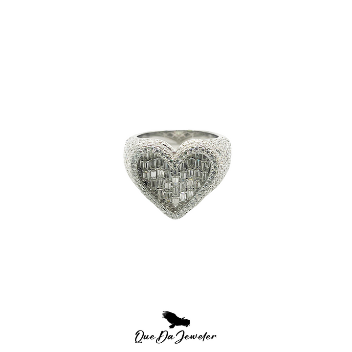 Heart Baguette Ring .925 VVS Lab Stones