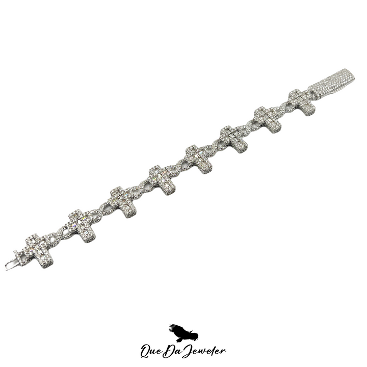 Cross Baguette Infinity Link Bracelet