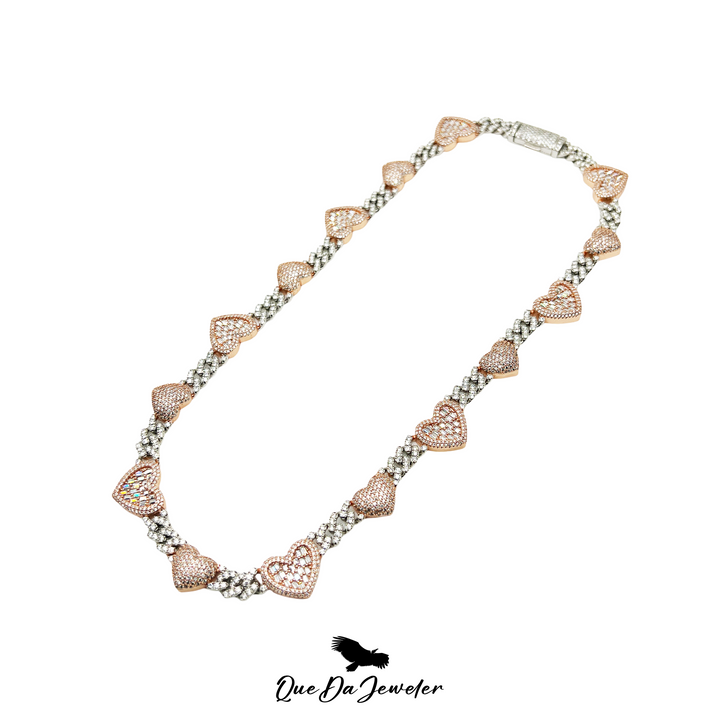 Heart Baguette Cuban Link Chain .925 VVS Lab Stones