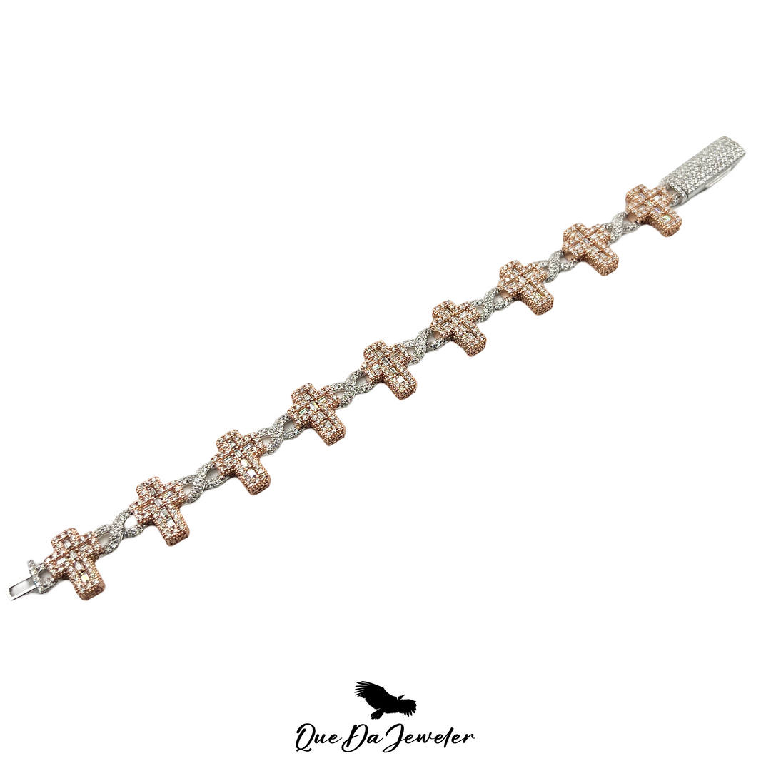 Cross Baguette Infinity Link Bracelet