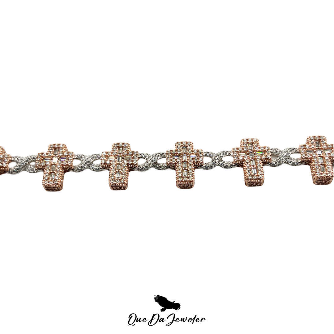 Cross Baguette Infinity Link Bracelet