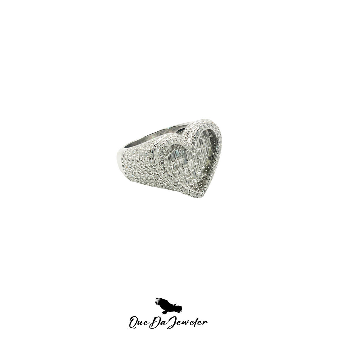 Heart Baguette Ring .925 VVS Lab Stones