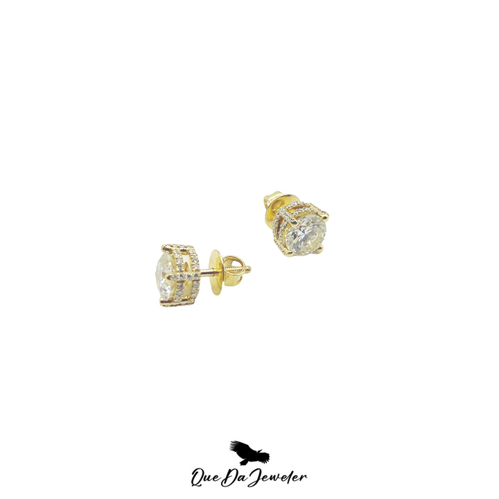 10K Round Diamond Earrings 4CT T.W