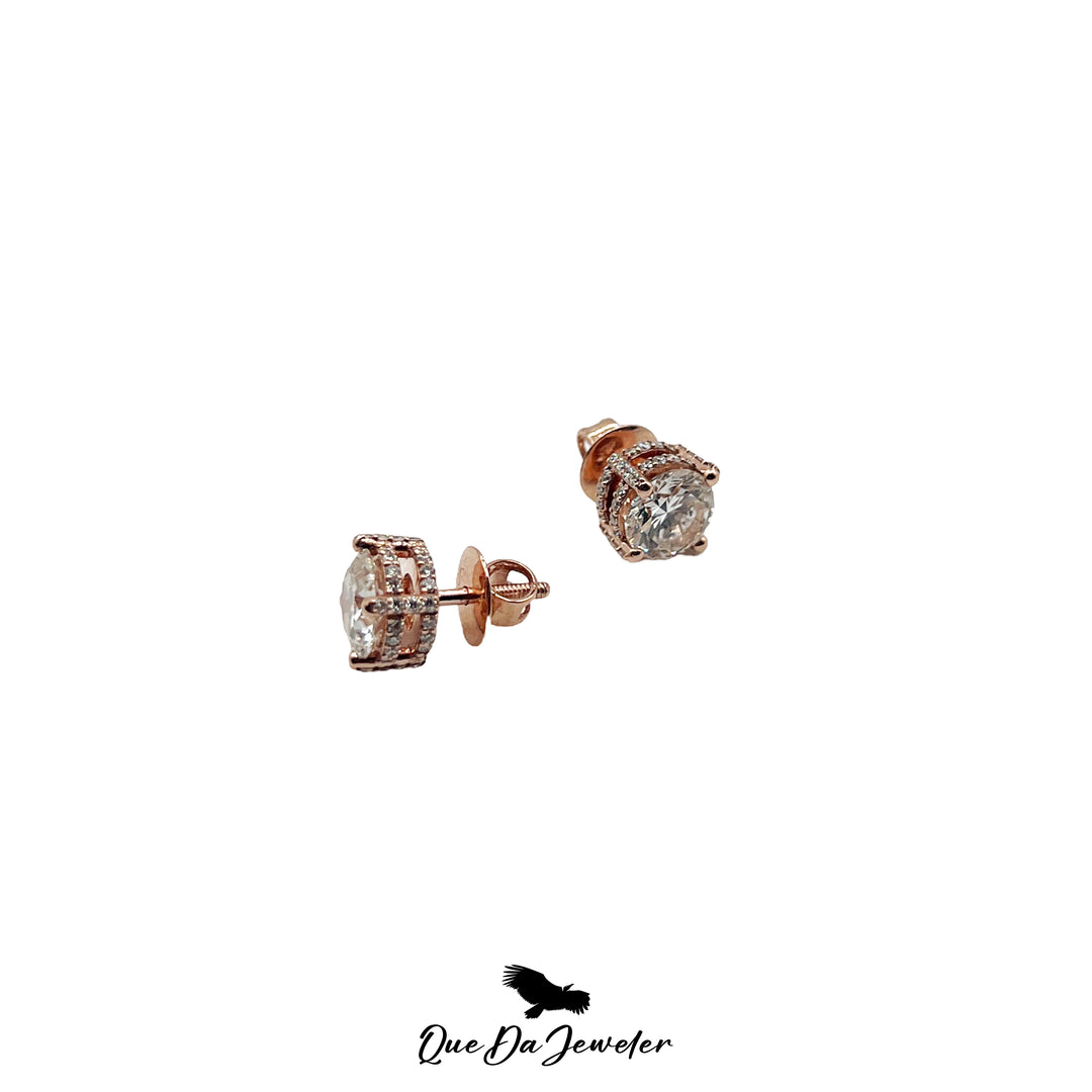 10K Round Diamond Earrings 4CT T.W