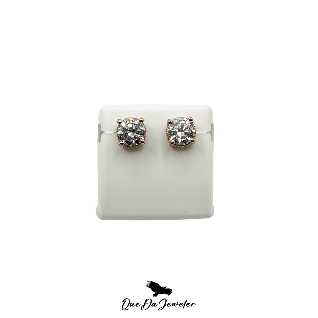 10K Round Diamond Earrings 4CT T.W