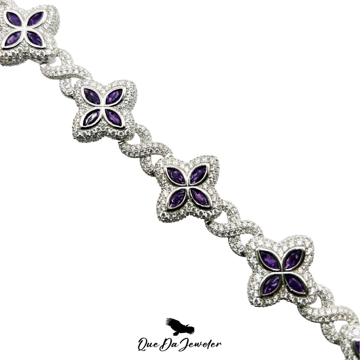 Flower Marquise Cut Infinity Bracelet .925