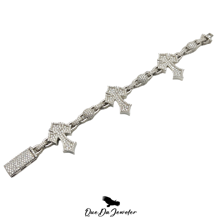 Cross Box Link Bracelet VVS Lab Stones