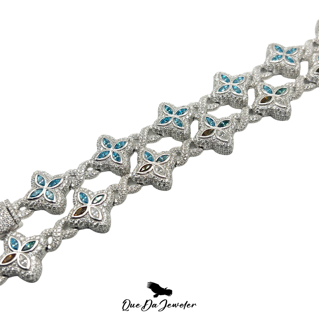 Flower Marquise Cut Infinity Bracelet .925