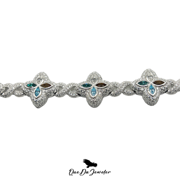 Flower Marquise Cut Infinity Bracelet .925