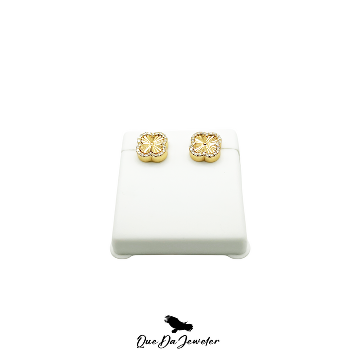 Clover Stud Earring VVS Lab Stones .925