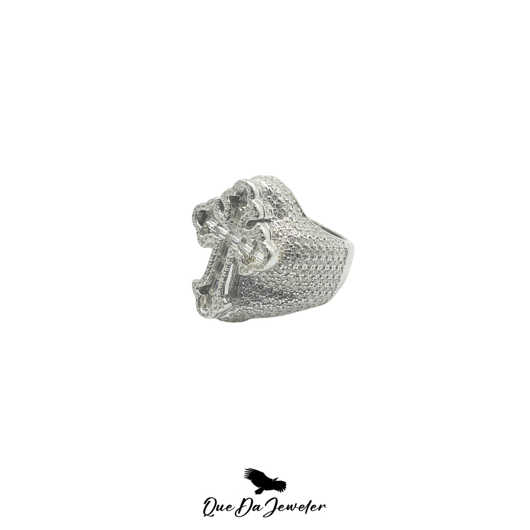 White Cross Baguette Ring
