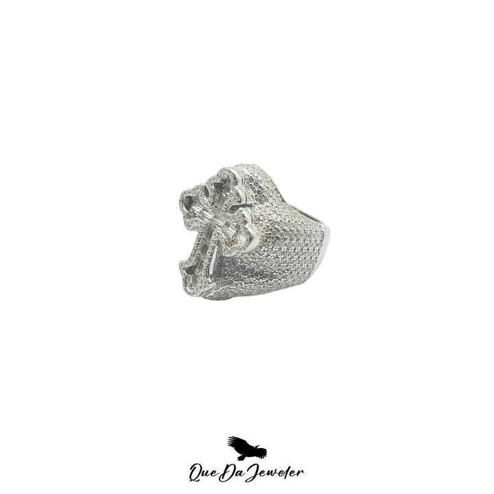 White Cross Baguette Ring