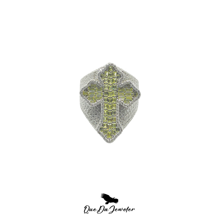 Yellow Baguette Cross Ring