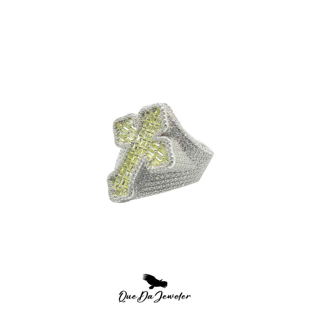 Yellow Baguette Cross Ring
