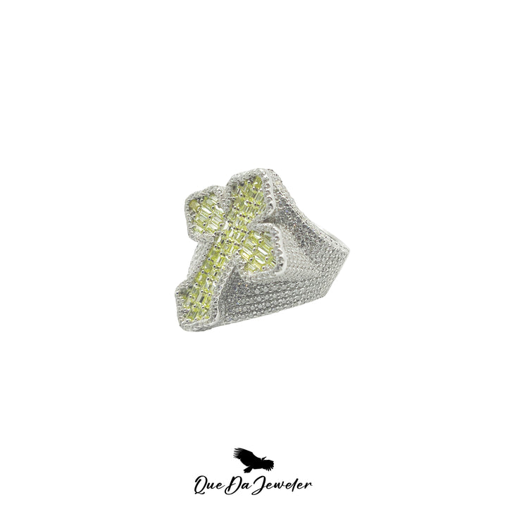 Yellow Baguette Cross Ring