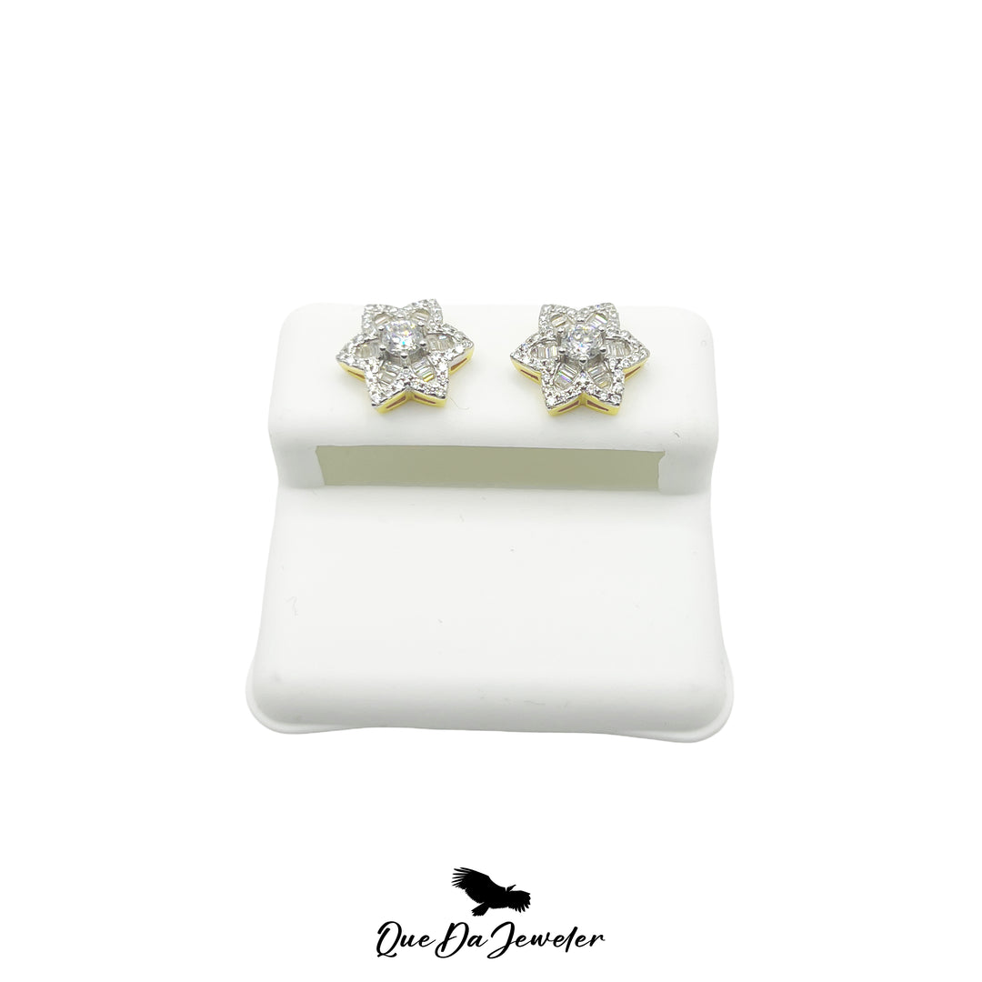 Snowflake Baguette Earrings VVS Lab Stones