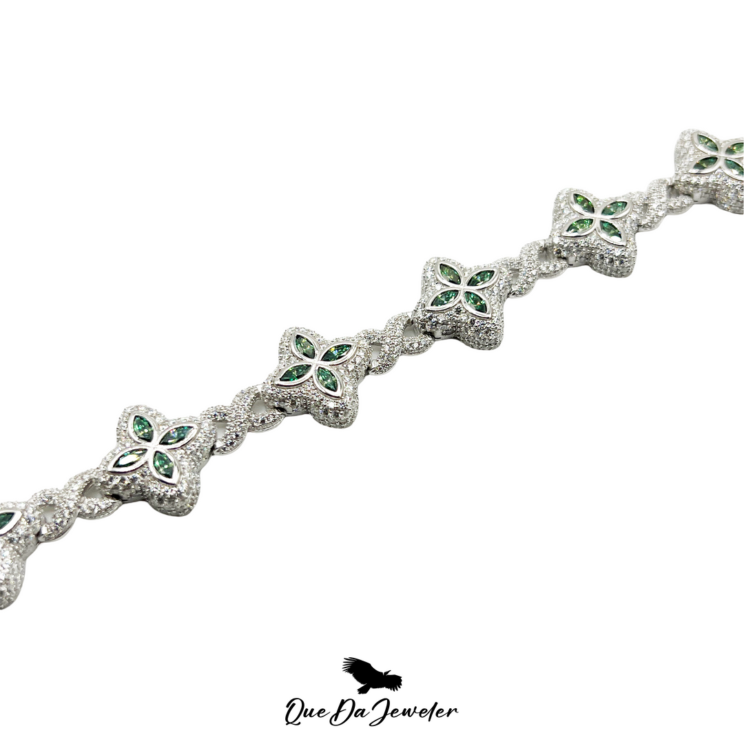 Flower Marquise Cut Infinity Bracelet .925