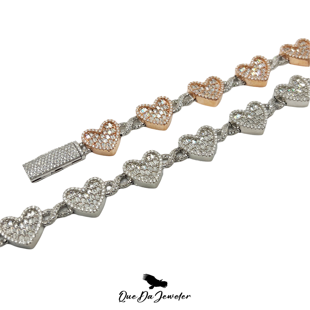 Heart Baguette Infinity Link Bracelet .925